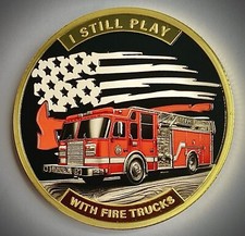 Fire Truck Challenge Coin-Gold