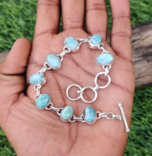 Natural larimar bracelet - bracelet, 925