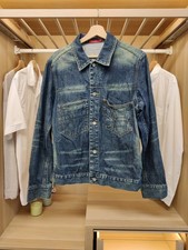ETIENNE OZEKI LARGE DENIM BLUE COAT JACKET CASUAL BUTTON UP VINTAGE JEAN MENS