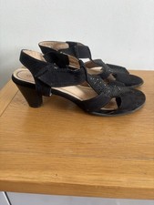 Pavers Black Easy Fastening Ladies Sandals Dressy Glitter Faux Suede Size 8