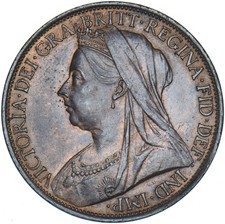 1899 Penny - Victoria British Bronze Coin - Very Nice