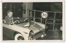 Little Boy in Fairground Motor Car Vintage 1950's Photograph E5
