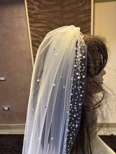 Bridal veil beaded edge with - bridal,