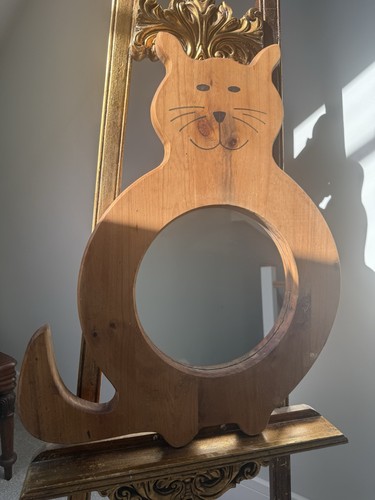 Vintage wooden cat hanging - wooden,