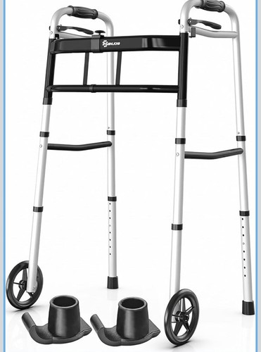 Folding walking frame with - walking,