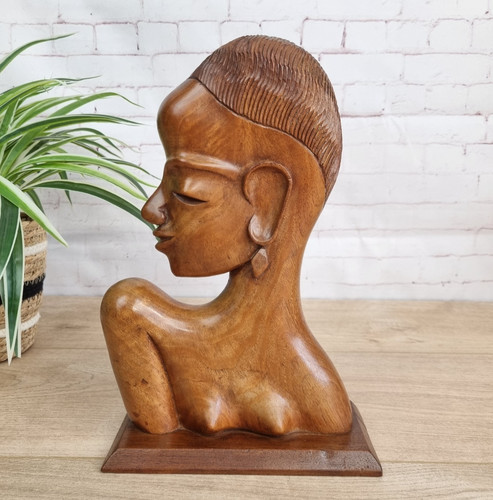 Vintage african carved head - carved,