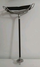 VINTAGE 40's 50's LEATHER & ALUMINIUM shooting Stick Seat 35 Inch Uk Made 