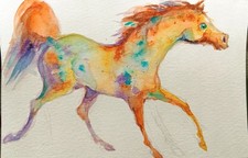 Horse running art original - ,