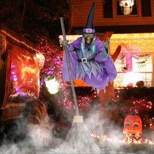 Purple Animated Hovering Witch