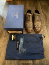 Barker Valiant Size 8F Grey Hand Painted, Brogue, Handmade Leather Soled Shoes