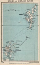 ORKNEY & SHETLAND ISLANDS vintage tourist map. Scotland. WARD LOCK 1940