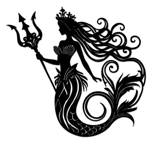 Trident holding mermaid ocean - holding,