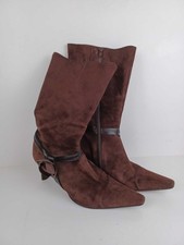 Jane Shilton Womens Zip Calf Boots UK 7 Brown Suede Pointed Toe Vintage Style
