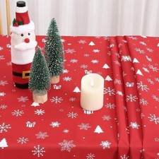 Christmas Tablecloth Snowflake Party Dinner Table Cover Red 54 x 70 inch OPENED