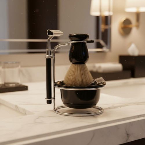 Shaving brush bowl set high - set,
