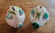 2 x Vintage Pottery Piggy Banks Money Boxes Made In Italy Hand Painted Flowers