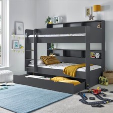 Olly Onyx Grey Wooden Storage Bunk Bed