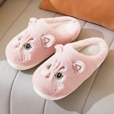 BOY GIRL CAT CUTE FLUFFY MULE SOFT WARM FAUX FUR SLIDERS SLIPPERS NON-SLIP WOMEN