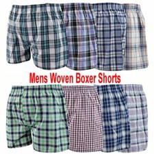 3xPairs Mens Woven Boxer Shorts Cotton Underwear Loose Fit Pants All Sizes