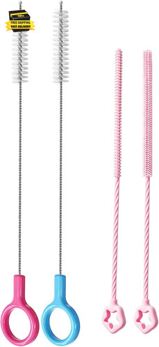Pink silicone straw cleaner - pink,