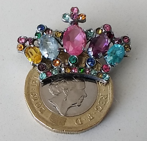 Antique crown brooch - crown,