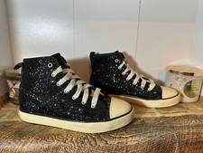 Ralph Lauren Polo High top Trainers Black glitter canvas UK UK 4 eu 37.5