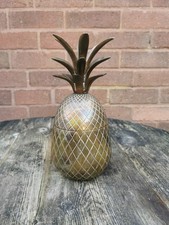 Vintage Original Large 10" Solid Brass Pineapple Ice bucket Cocktail Bar Mancave