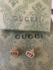 Authentic Gucci  Double G 18ct Gold Pl Earrings With Packaging. Mint !!