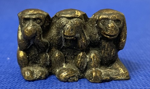 Vtg brass wise monkeys - 3, hear