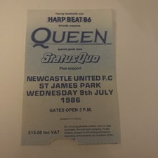 Queen ticket 9 July 1986 Newcastle utd fc St James park 