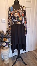 Critical Mass size 10 graphic Frida Kahlo dress with black skirt with dipped hem