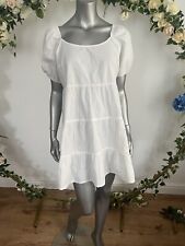 Influence White Smock Dress Size 12 & 18 Cotton Tiered Smock Dress New MJ09