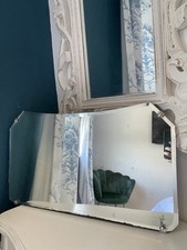 Vintage Art Deco Asymmetric Mirror 1930s Frameless Hanging Chain Bevelled