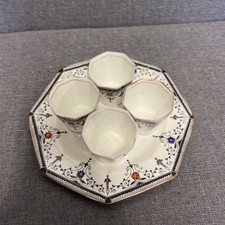 English Crown Ducal Egged And 4 Egg Cups Hand Painted Delphine China Vgc Vintage