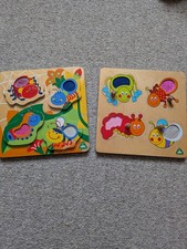 ELC Wooden Peg Board / Puzzles Animal Shapes X 2