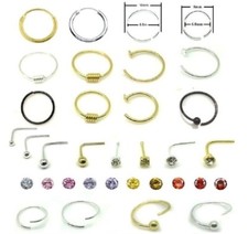 Sterling Silver L Shape Nose Stud Nose Ring Hoop Tragus Piercing Body Jewellery