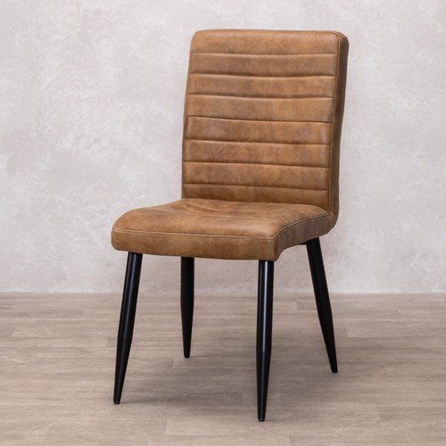 Tan leather dining chair - leather,