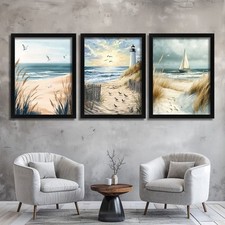 Set of 3 Coastal Beach Wall