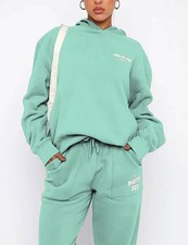 ?Ladies white Boutique fox&Tracksuit Set Hoodie+Pants Foamy Letter Sport Suit?