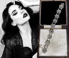 Vintage SPHINX Marcasite Daisy Flower Bracelet 50s Art Deco Bridal Luxury Gift