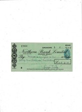 NORTHERN   BANK   CHEQUE  1949