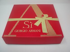 Gift box gold ribbon design on red - empty - perfume pampering make up skin care