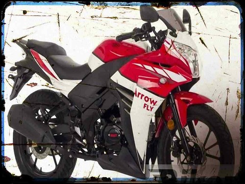 Metal sign motorbike arrow - motorbike,