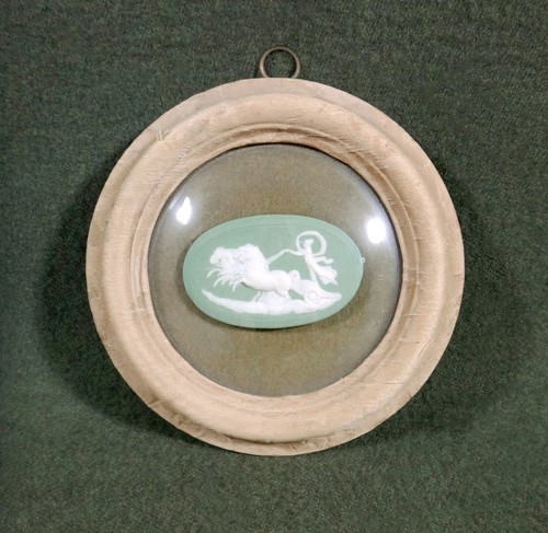 Antique round framed - framed, wedgewood