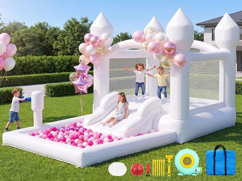 Inflatable white bounce house - white,