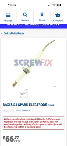Baxi spark electrode 121 - spark,