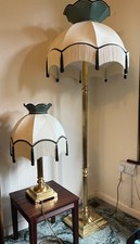 Solid Brass Corinthian Column Standard Lamp, matching table lamp, Downton Shades