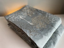 A Pair Of Full Length Duck Egg Pencil Pleat Fully Lined Jacquard Trees Curtains