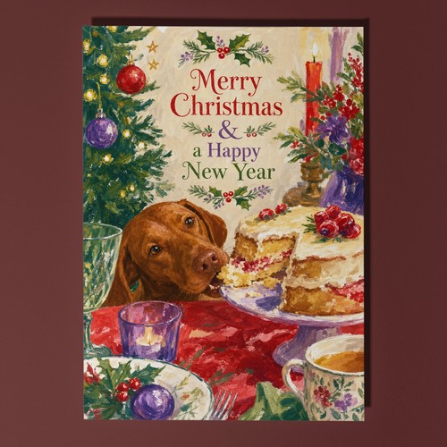 Vizsla christmas card - vizsla,