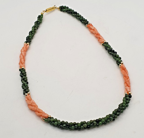 Coral jade twisted - &, necklace